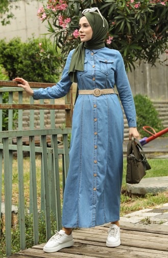 Denim Blue Hijab Dress 6192-02