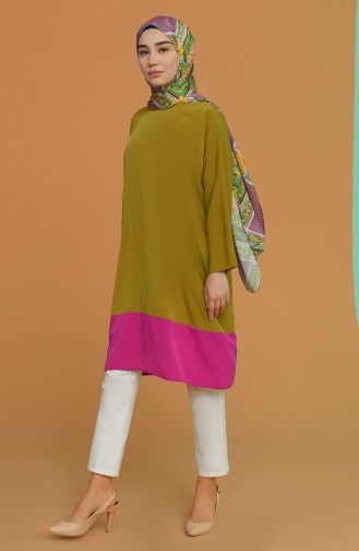 Yarasa Kol Tunik 0192-01 Fıstık Yeşili Mor