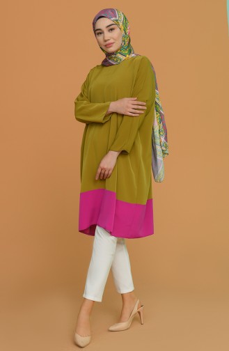 Yarasa Kol Tunik 0192-01 Fıstık Yeşili Mor