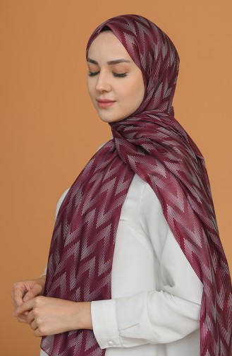 Desenli Pamuklu Şal 95366-04 Bordo