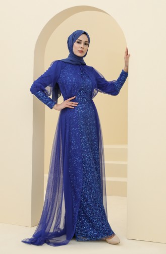 Saxe Hijab Evening Dress 5346-17