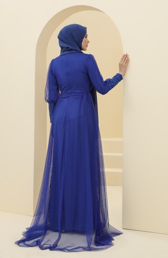 Saxe Hijab Evening Dress 5346-17