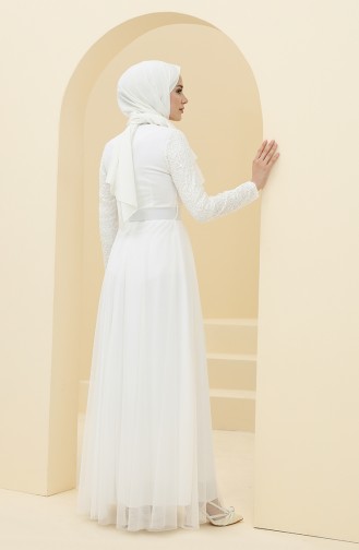 Naturfarbe Hijab-Abendkleider 5353-09