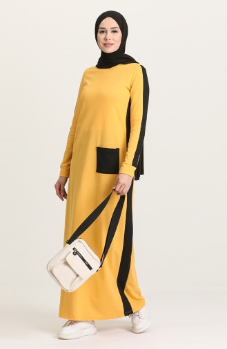 Garnili Cepli Elbise 3262-17 Sarı Siyah