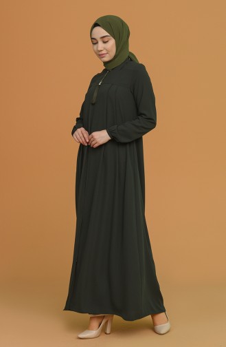 Piliseli Fermuarlı Ferace 5004-02 Haki