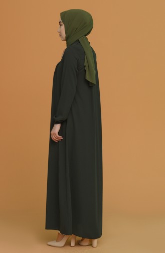 Piliseli Fermuarlı Ferace 5004-02 Haki