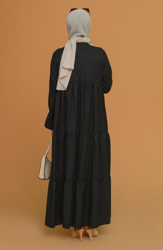 Büzgülü Elbise 0709-01 Siyah