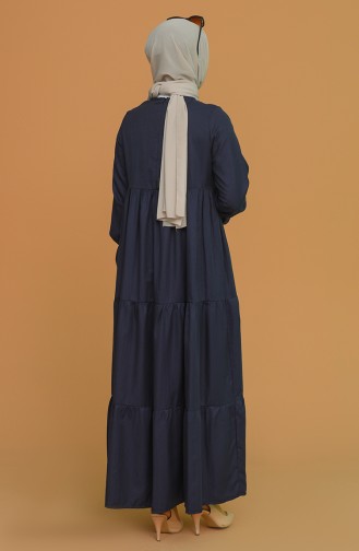 Navy Blue Hijab Dress 0709-02