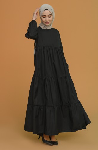 Schwarz Hijab Kleider 0712-01