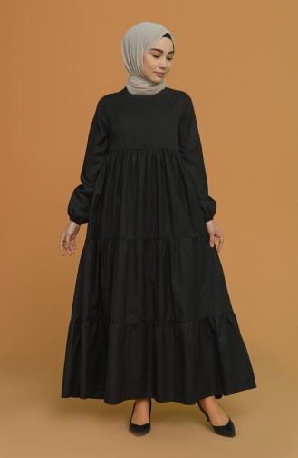 Schwarz Hijab Kleider 0712-01