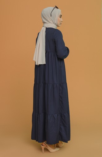 Navy Blue Hijab Dress 0712-02