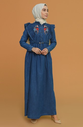Dunkelblau Hijab Kleider 1010-02