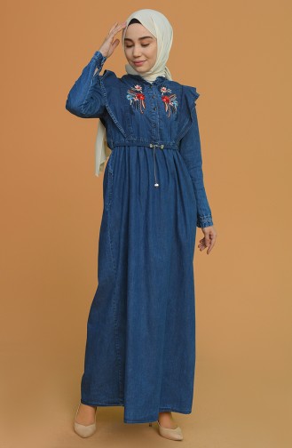 Navy Blue Hijab Dress 1010-02