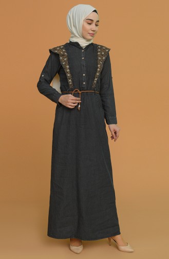 Schwarz Hijab Kleider 1027-02