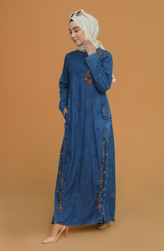 Dunkelblau Hijab Kleider 2021-01