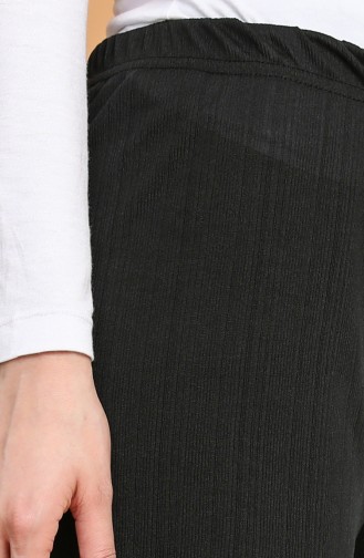 Büyük Beden Beli Lastikli Bol Paça Pantolon 0030-01 Siyah
