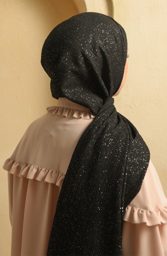 Simli Mio Şal 15269-01 Siyah
