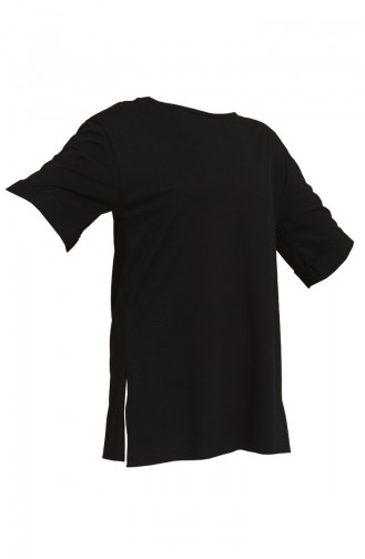 Düz Penye Tshirt 6021-01 Siyah