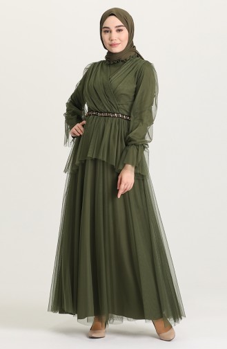 Khaki Hijab-Abendkleider 81776-02