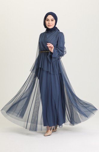 Indigo Hijab-Abendkleider 81776-04