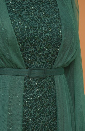 Dark Green Hijab Evening Dress 5383-18