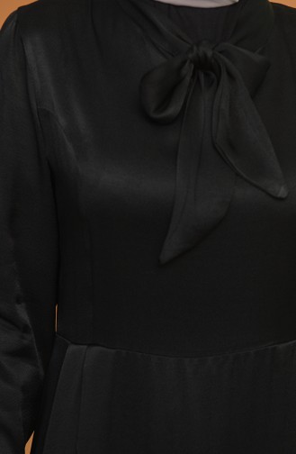 Pileli Elbise 1633-01 Siyah