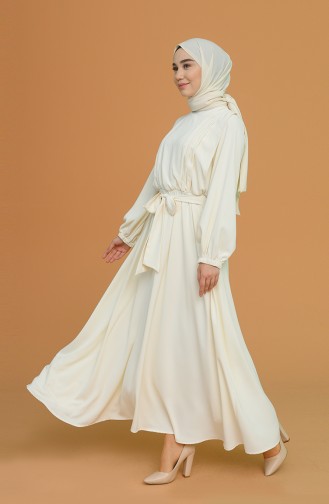 Creme Hijab Kleider 0121-02