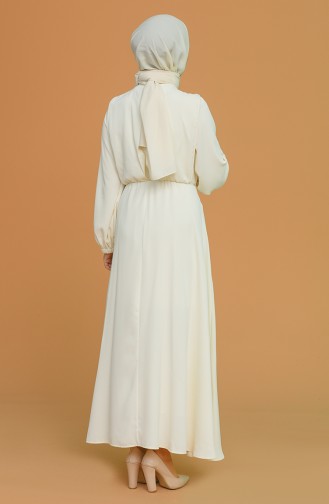 Creme Hijab Kleider 0121-02