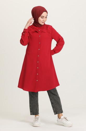 Düğmeli Tunik 1414C-01 Bordo