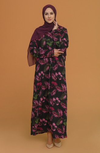 Schwarz Hijab Kleider 4552B-04