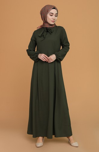 Khaki Hijab Dress 1634-02