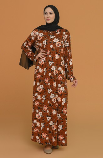Brown Hijab Dress 4552-01
