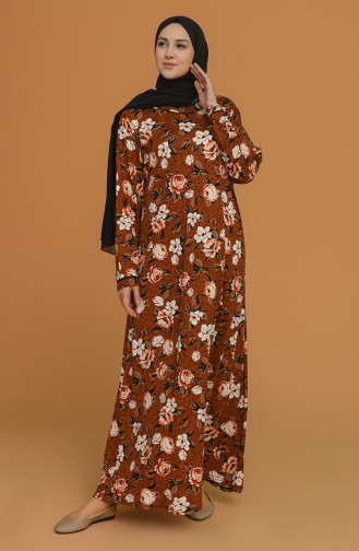 Brown Hijab Dress 4552-01