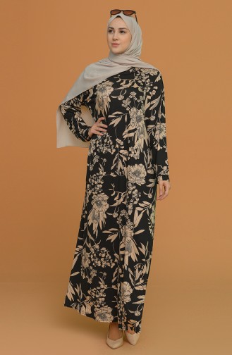 Schwarz Hijab Kleider 4552A-04