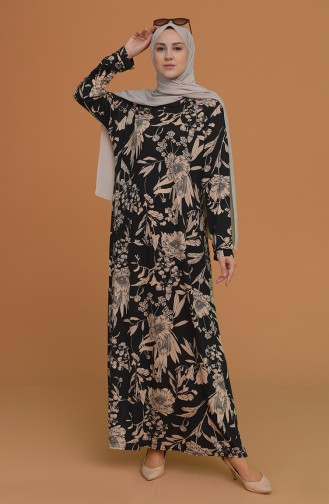 Schwarz Hijab Kleider 4552A-04