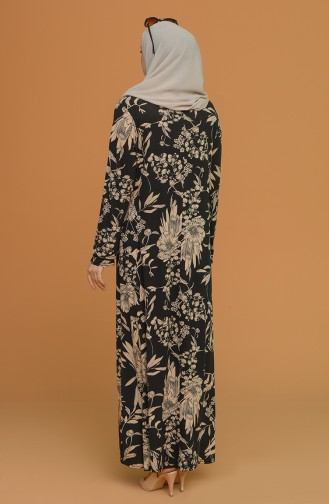 Schwarz Hijab Kleider 4552A-04