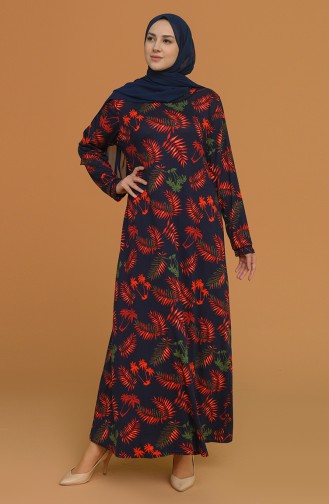 Navy Blue Hijab Dress 4552B-02