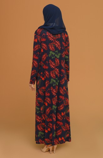 Dunkelblau Hijab Kleider 4552B-02