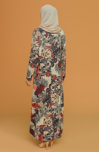 Weinrot Hijab Kleider 4552C-01