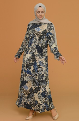 Dunkelblau Hijab Kleider 4552C-02