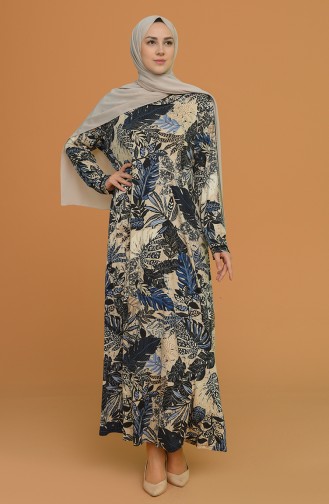 Dunkelblau Hijab Kleider 4552C-02