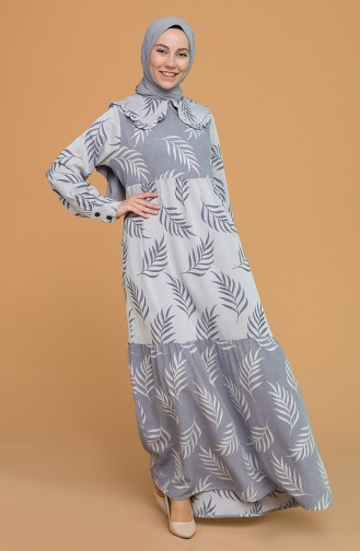 Navy Blue Hijab Dress 21Y8379-03