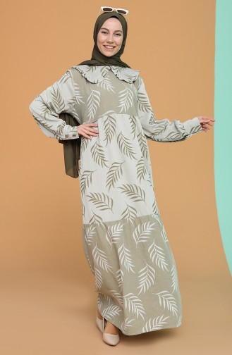 Khaki Hijab Dress 21Y8379-04