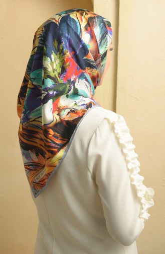 Aker S Twill Eşarp 8050-797-923 Gümüş Gri Turkuaz