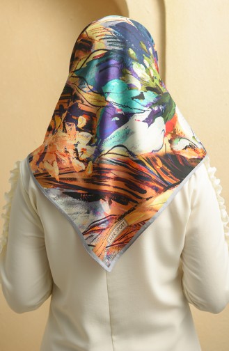 Aker S Twill Eşarp 8050-797-923 Gümüş Gri Turkuaz