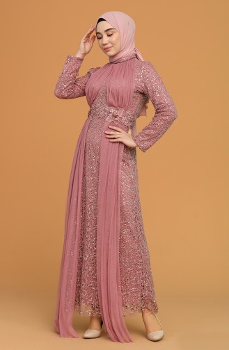 Beige-Rose Hijab-Abendkleider 202021-08