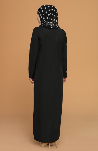Omzu Büzgülü Pileli Elbise 3277-01 Siyah