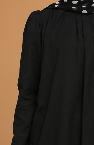 Omzu Büzgülü Pileli Elbise 3277-01 Siyah