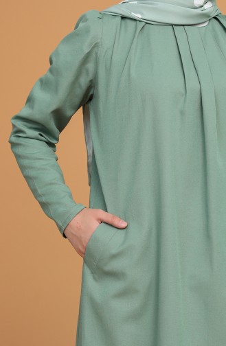 Omzu Büzgülü Pileli Elbise 3277-03 Yeşil