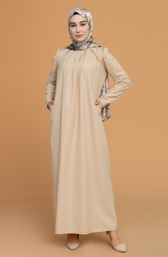 Beige Hijab Kleider 3277-06